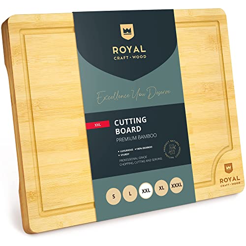 ROYAL CRAFT WOOD Bamboo Cutting Boards for Kitchen - Kitchen Chopping Board for Meat (Butcher Block) Cheese and Vegetables | Wooden Cutting Board - WoodArtSupply