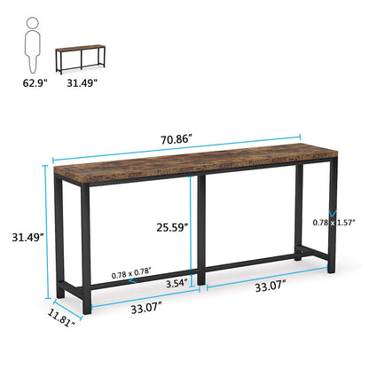 Tribesigns 70.9 inch Extra Long Console Table Behind Couch, Easy Assembly Sofa Table for Living Room Small Space, Rustic Industrial Narrow Entryway Hallway Table (Brown) - WoodArtSupply