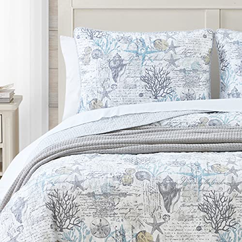 Tommy Bahama - King Quilt Set, Soft & Reversible Woven Bedding with Matching Pillowcases, Medium Weight for Year Round Comfort, 3 Piece Bed Set (Beach Bliss Grey) Tommy Bahama
