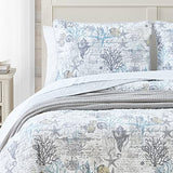 Tommy Bahama - King Quilt Set, Soft & Reversible Woven Bedding with Matching Pillowcases, Medium Weight for Year Round Comfort, 3 Piece Bed Set (Beach Bliss Grey) Tommy Bahama