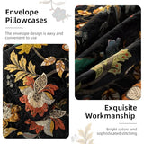WONGS BEDDING Quilt Set Queen Size, Black Botanical Queen Bedspread Bedding Sets, 3 Pieces Floral Quilt with 2 Pillowcases,Soft Lightweight Microfiber Coverlet Set for All Season(96"X90") WONGS BEDDING