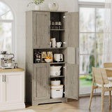 GarveeHome Tall Storage Cabinet, 70 in Kitchen Pantry Cabinet with Doors and Adjustable Shelves, Rustic Wooden Cupboard for Dining Room, Living Room,Gray GarveeHome