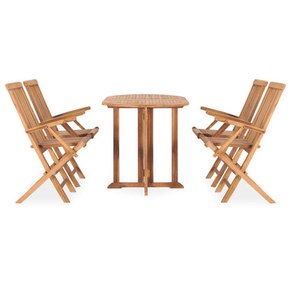 BIGTO 5 Piece Folding Patio Dining Set Solid Teak Wood Garden Table and Chair Set Outdoor Furniture Sets A