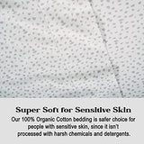 LANE LINEN 100% Organic Cotton Twin Fitted Sheet & Pillowcase Set, Percale Weave, Lightweight, Breathable, Fits Mattress Up To 15" Deep - White (Grey Dot) (No Flat Sheet) LANE LINEN