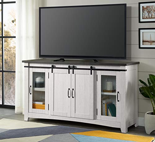 Martin Svensson Home Hampton TV Stand, White Stain with Grey Stain Top - WoodArtSupply