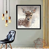 MOMDEDP Deer Diamond Painting Kits for Adults, 5D Winter Snowflake Full Drill Diamond Art, DIY Small Deer Diamond Art Kit Gem Art for Home Decor 12 x 12 inch Animal MOMDEDP