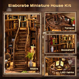 3DVASE Book Nooks for Adults, DIY Miniature Dollhouse Book Nook Kit, Model Kits Craft Kits for Adults, 3D Wooden Puzzle Book Nook Craft Bookshelf Decor, Adult Craft Kits Gift with Led Light