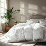 Serta Goose Feather Down Fiber Cotton Comforter Queen Size - 100% Cotton Duvet Insert - Hotel Luxury Hypoallergenic Bedding Comforter Extra Warmth 90 x 90 Inch White Serta