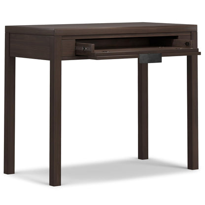 SIMPLIHOME Hollander SOLID WOOD Contemporary 38 inch Wide Small Desk in Warm Walnut Brown for The Office Desk, Writing Table, Workstation and Study Table - WoodArtSupply