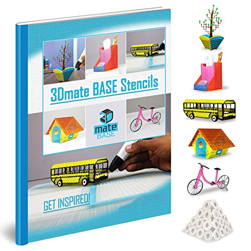 3D Pen Paper Stencils for Flower Pot, Pen Holder, School Bus, Bird House, Bicycle - Compatible with 3Dmate Base 3D Pen (Mat Not Included) 3Dmate