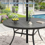 DIFY 11 Pieces Outdoor Patio Dining Set for 10, 60" Black Round Metal Dining Table and 10 Blue Stackable Sling Dining Chairs, Outdoor Table and Chairs for Lawn Garden Backyard Deck DIFY