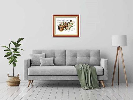 Amiiba Stamped Cross Stitch Kits, Quotes: Music There is Harmony, Harmony There is Peace DIY 11CT 12.5x9.4 inch (Violin) Amiiba