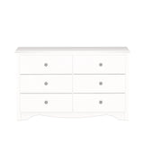Prepac Sonoma 6 Drawer Dresser for Bedroom, Wide Chest of 6 Drawers, Bedroom Furniture, Ideal for Clothes Storage and Organization, 16"D x 48"W x 29"H, White Prepac
