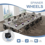 Modular Conference Table 4PCS, Folding Conference Room Tables on Wheels Grey 63in, Modern Rectangular Training Table for Office Meeting, Rolling Seminar Tables for 4-12 JNMDLAKO