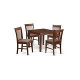 East West Furniture Oxford 5 Piece Dining Set Includes a Square Solid Wood Table and 4 Linen Fabric Kitchen Room Chairs, 36x36 Inch, Mahogany East West Furniture