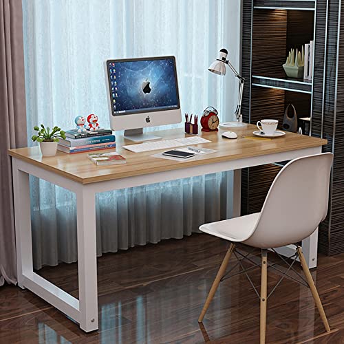 NSdirect Modern Computer Desk 63 Inch Large Office Desk, Writing Study Table for Home Office Desk Workstation Wide Metal Sturdy Frame Thicker Steel Legs, White NSdirect