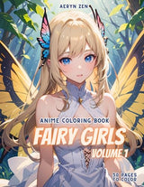 Anime Coloring Book: Fairy Girls: Manga Art & Drawing Enthusiasts Stress Relief WoodArtSupply