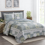 7- Pcs Bed Spread Set- California King -Brea-Printed Quilted Wrinkle-Free Microfiber Includes 3-Pcs Coverlets Set and 4-Pcs Sheet Set sheetsnthings