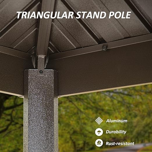 Domi 8'x6' Grill Gazebo Hardtop Aluminum BBQ Gazebo with Bar Shelves and Ceiling Hooks, Double Metal Roof Outdoor Gazebos for Patio Lawn Garden Deck (Dark Brown) domi outdoor living