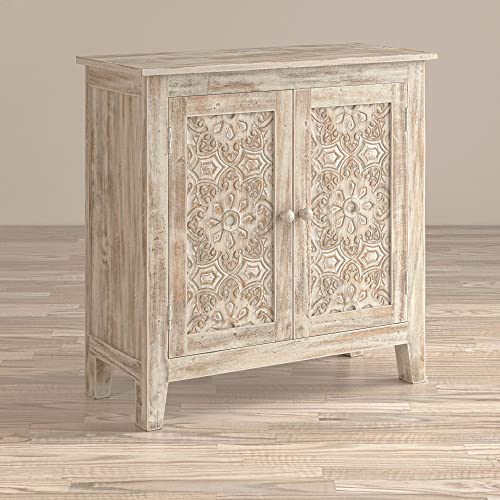 Jofran Inc. Global Archive Solid Mango Wood Hand Carved Accent Chest