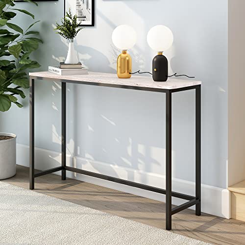 HOMERECOMMEND Console Table for Entryway Narrow Sofa Tables Entryway Table Rustic Narrow Entrance Console Tables Front Door Console Table Accent Table for Living Room Corridor Hallway White Oak HOMERECOMMEND