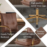 MOJAY Mid-Back Ergonomic Leather Office Desk Chair, Modern Upholstered Computer Chair, Executive Office Chair with Arms, Swivel Adjustable Rolling Chair with Gold Base (Brown) MOJAY