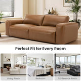 COLAMY 95" Oversized PU Leather Couch, Comfy loveseat Sofa with Extra Deep Seats, Wide Armrests and Down-Filled Cushion, 3-Seater Mid Century Modern Sofa for Living Room, Apartment Lounge (Brown) COLAMY