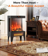 Oylus Electric Fireplace Stove Heater - Freestanding Fireplace Heater for Indoor Use with Realistic 3D Flame, Adjustable Thermostat & Remote, Quiet, Timer for Living Room and Bedroom OYLUS