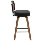 Bekrvio 26" Swivel Faux Leather Bar Stools Set of 4 with Ergonomic Backrest and Walnut Bent Wood Legs Bekrvio