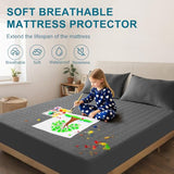 GOPOONY Waterproof Mattress Protector Full Size - Breathable, Noiseless, Ultra-Soft Bed Cover, Mattress Pad Cover with Deep Stretchable Pockets 8"-21" (Gray) GOPOONY