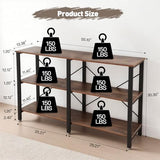 FAHKNS 55 Inch Console Table, Industrial Sofa Tables with 3-Tier Storage Shelves for Home Living Room Hallway Entryway,TV Stand with Metal Frame,Vintage Brown FAHKNS
