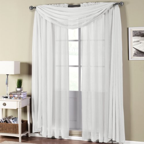 Royal Hotel Bedding Abri White Rod Pocket Crushed Sheer Curtain Panel 1PC Only, 50x108 inches Royal Hotel Bedding