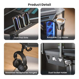 EUREKA ERGONOMIC Aero 72 Inch Gaming Desk with Keyboard Tray, Large Computer Desk Led Lights, Wing-Shaped Monitor Stand Dual Headphone Hanger Cup Holder for Studio,Streamer,Live,Black EUREKA ERGONOMIC
