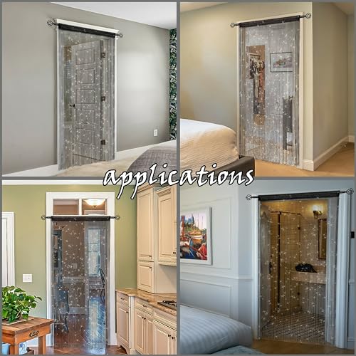 Atsweetlife 4 Pieces Door String Curtain Doorway Beads Curtains,Hanging Room Divider Beaded Decor Hippie Glitter Fringe Panel Closet Window Doors Sequin Sheer Boho Doors Tassel Atsweetlife