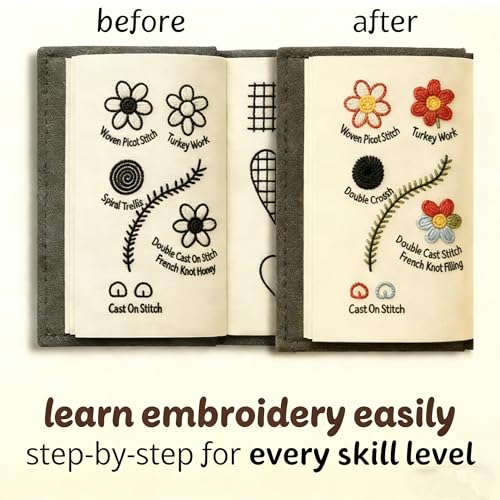 New DIY Embroidery Stitch Book Kit,86-Piece Sewing Tool Set,with 106 Illustrated Stitches,Step-by-Step Tutorials,Perfect Gift for Craft Lovers & Cross Stitch Enthusiasts
