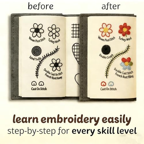 New DIY Embroidery Stitch Book Kit,86-Piece Sewing Tool Set,with 106 Illustrated Stitches,Step-by-Step Tutorials,Perfect Gift for Craft Lovers & Cross Stitch Enthusiasts Dhdgzq