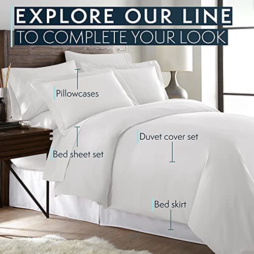HC COLLECTION Bed Sheets Set King with 2 Pillowcases, Hotel Luxury Platinum 1800 Series Brushed Microfiber Sheet w/Deep Pocket, Ultra Soft Lightweight 4 Pcs Linen Bedding for Hot Sleepers, White