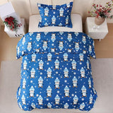 JSD Blue Penguin Snowflakes Kids Duvet Cover Set Twin Size, 2 Piece Printed Comforter Cover with Pillow Sham Zipper Closure, Comforter Not Included JSD