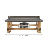 Alcohol Stove Non-Stick Grill Pan with Wooden Shelf, Ceramic Grill Plate Set for Indoor Outdoor BBQ Roasting Baking, Japanese Barbecue Tool(30CM) Haofy