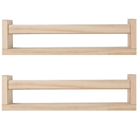 JORIKCHUO Nursery Book Shelves, Set of 2 Wood Floating Book Shelves for Kids Room, Kitchen Spice Rack, or Rustic Wall Mounted Shelves for Farmhouse Bathroom Décor (Natural Wood) JORIKCHUO