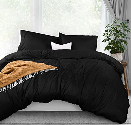 Utopia Bedding Duvet Cover Full Size - 3 Piece with Zipper Closure - 1 Comforter Cover 80X90 Inches & 2 Pillow Shams 20X26 Inches (Black) Comforter Not Included Utopia Bedding