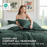 Bedsure Twin Comforter Set - 5 Pieces Forest Green Twin Bedding Set for All Seasons, Boho Contrasting Design Bed in a Bag with Comforter, Sheets, Pillowcase & Sham Bedsure
