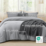 Bedsure Full Comforter Set 5 Pieces - Bed in a Bag with Fleece Throw Blanket and Decorative Pillow, Lightweight Bedding Comforter Sets, All Season Bedding, Dark Grey Bedsure