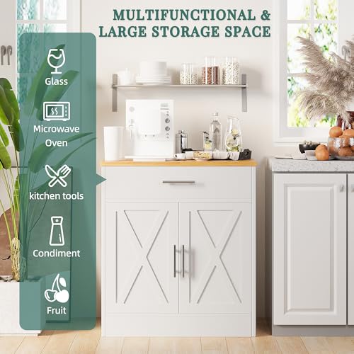 Shintenchi Farmhouse Storage Cabinets with Doors and Shelves,Kitchen Barn Door Storage Cabinet with Drawers,Coffee Bar Cabinet Buffest Sideboard for Dining Room,Bathroom,Entryway Shintenchi