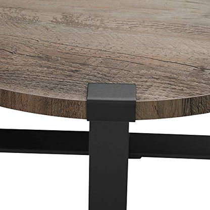 Walker Edison Anastasia Modern Metal Wrap X Base Coffee Table, 30 Inch, Grey Wash and Black - WoodArtSupply