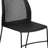 Flash Furniture Hercules Series Contoured Lobby Chairs with Air-Vent Honeycomb Backs, Ergonomic Stacking Chairs for Offices, Set of 5, Black