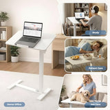 DUMOS Mobile Standing Desk, Height Adjustable Laptop Desk with Pneumatic Lift, Portable Computer Workstation Cart for Bed, Couch, Office, Sofa, White DUMOS