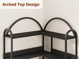 Loumernhant Arched Corner Bookshelf 68.5" Tall, Industrial Wood & Metal Bookcase for Home Office, 5-Tier Storage Shelf for Books/Toys/Decor Loumernhant