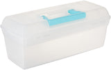 ArtBin 6937AG Essentials Lift-Out Tray Box, Portable Art & Craft Organizer with Handle and Tray, Clear/Aqua ArtBin