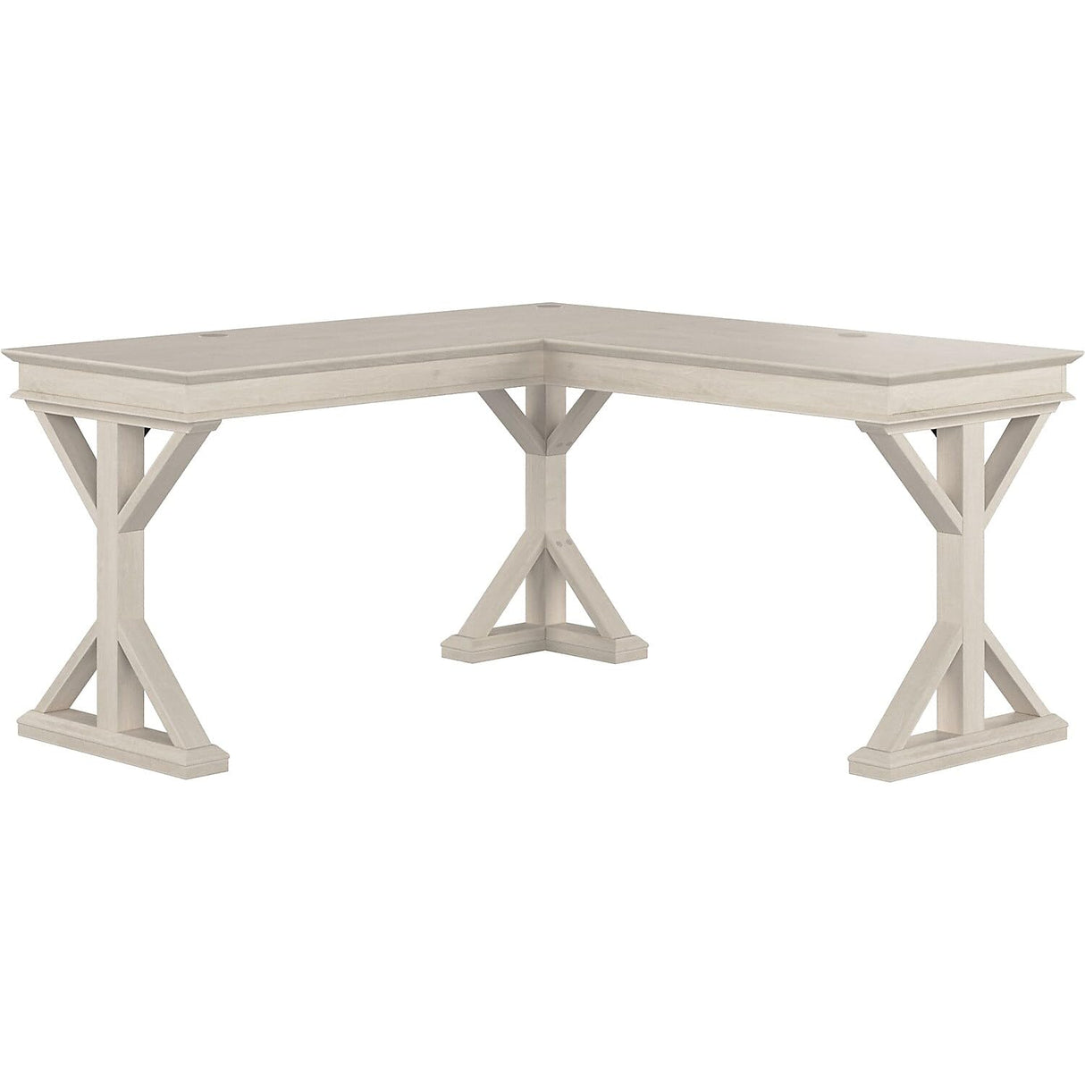 Bush Furniture Homestead Farmhouse L Shaped Desk, 60W, Linen White Oak Bush Business Furniture